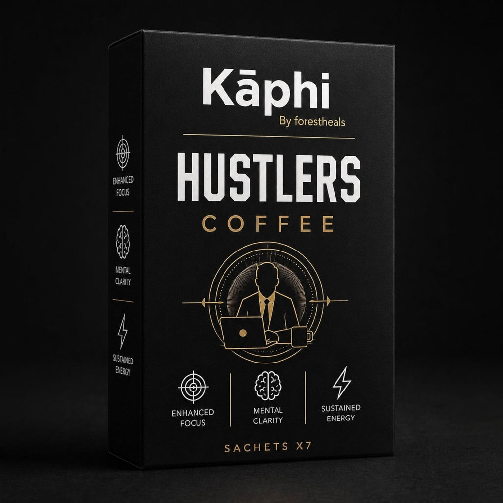 Forestheals Kaphi Hustlers Coffee sachets x7, designed for enhanced focus, mental clarity, and sustained energy.