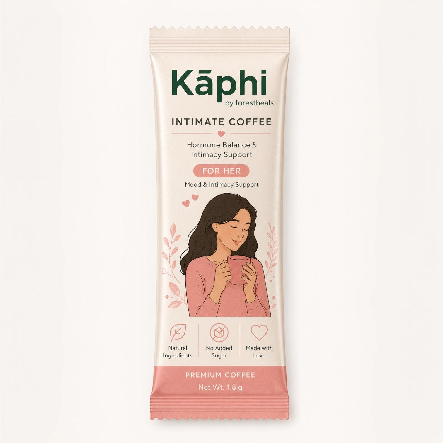 Forestheals Kaphi Intimate Coffee for Her, premium blend for hormone balance and mood support. Natural ingredients, no added sugar.